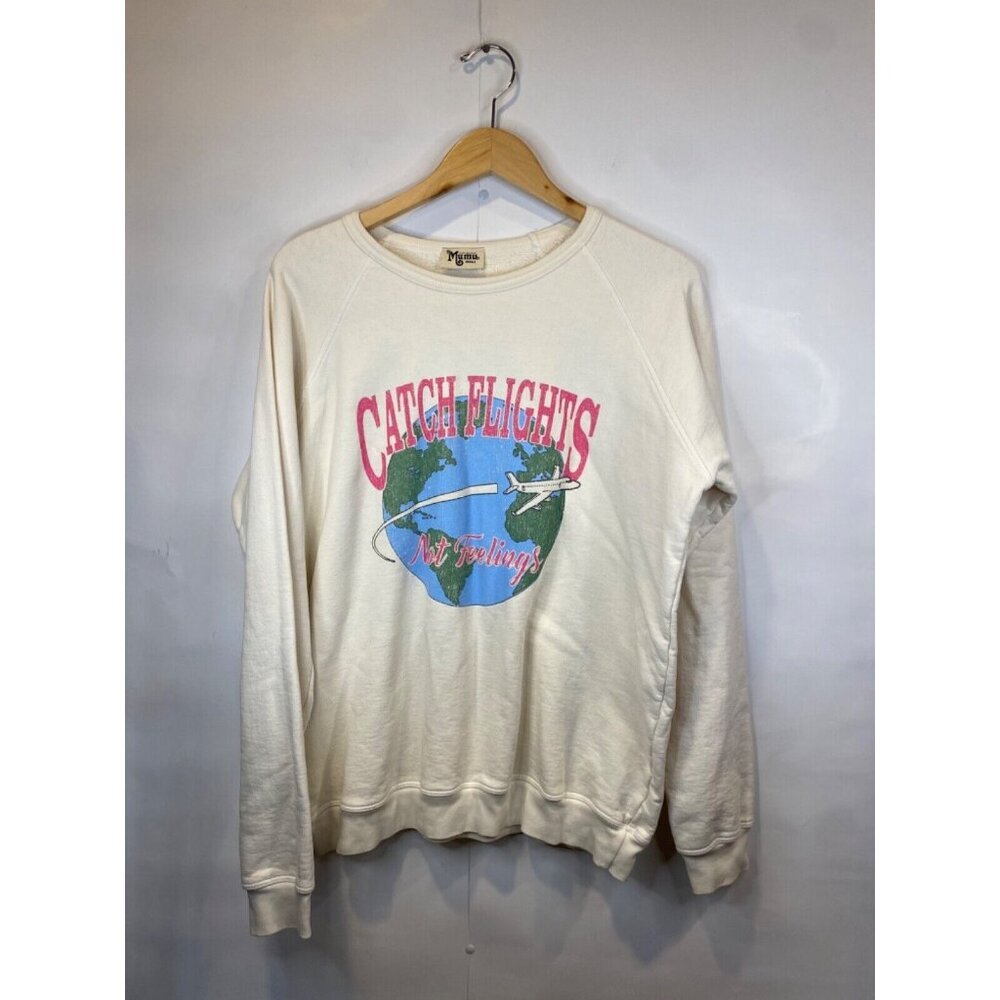 Show Me Your Mumu Vada Sweatshirt Catch Flights Not Feelings Size Small - Picture 3 of 7